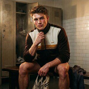 Le Tigre Men Retro Espresso Stripe Track Jacket Large Vintage Y2K Streetwear 90s